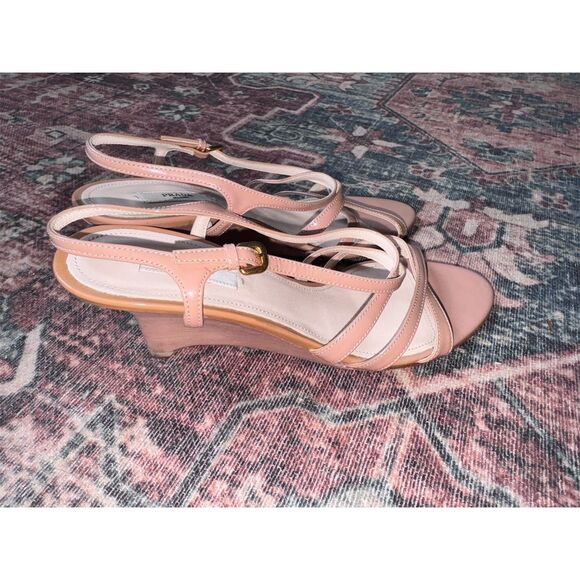 Prada Shoes - Prada Pink Strappy Wedge Sandals
